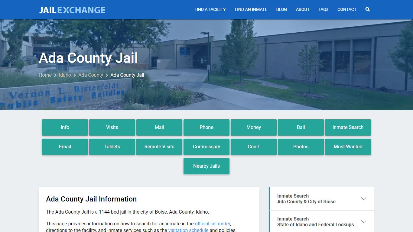 Ada County Jail, ID Inmate Search, Information
