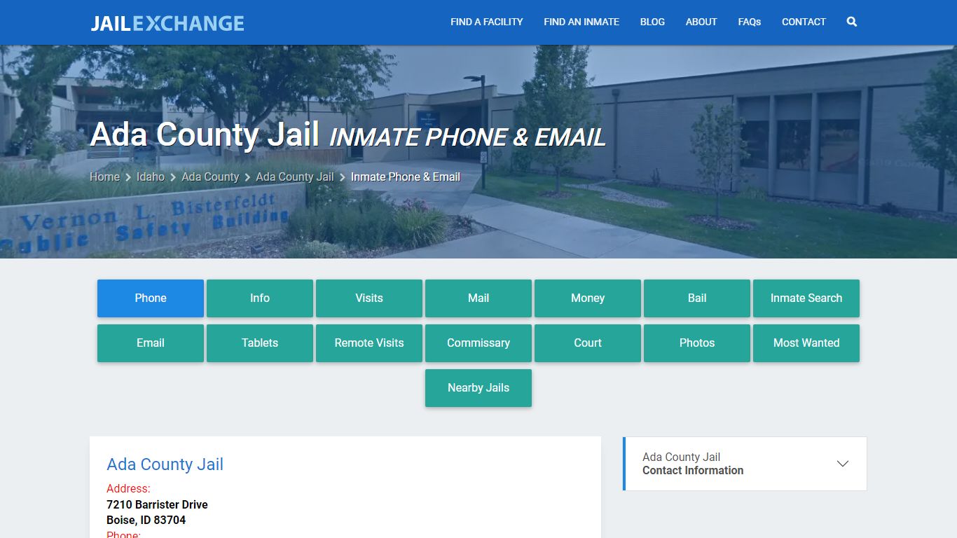 Inmate Phone - Ada County Jail, ID - Jail Exchange